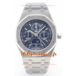 Audemars Piguet Royal Oak Quantième Perpétuel Super Clone Acier 904L en Acier Cadran Bleu