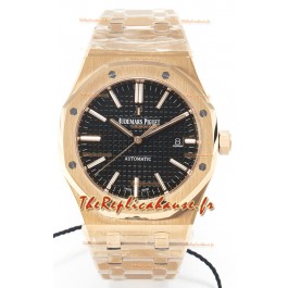 Audemars Piguet Royal Oak 15400 41MM Cadran noir en or rose Super Clone Réplique Montre