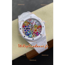 Montre Audemars Piguet Super Clone Royal Oak en céramique blanche avec cadran Sun-Flower 