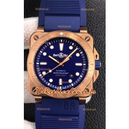 Bell & Ross BR03-92 Diver Or Rose Cadran Bleu Réplique Suisse Montre 1:1 
