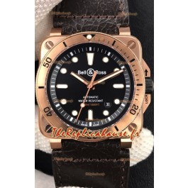 Bell & Ross BR03-92 Diver Or Rose Cadran Noir Réplique de Montre Suisse Réplique 1:1