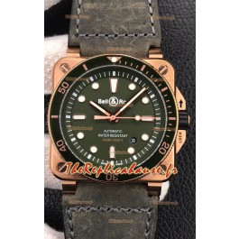 Bell & Ross BR03-92 Diver Or Rose Cadran Vert Réplique de Montre Suisse 1:1