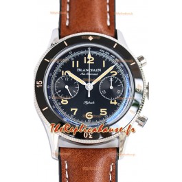 Blancpain Air Command Cadran noir Boîtier acier Montre réplique 1:1