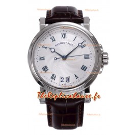 Breguet Marine Automatic Big Date 5817 Montre en acier inoxydable avec cadran blanc 