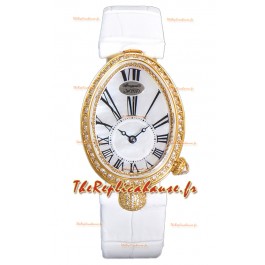 Breguet Reine De Naples Dames Or Jaune Cuir Blanc Edition montre réplique suisse 1:1