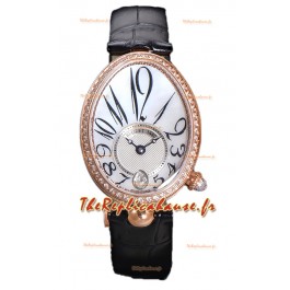 Breguet Reine de Naples Dames Cuir Or Rose Noir Edition Suisse 1:1 Replique Montres