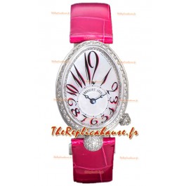 Breguet Reine De Naples Ladies Acier Rose Cuir Montre réplique Suisse 1:1 