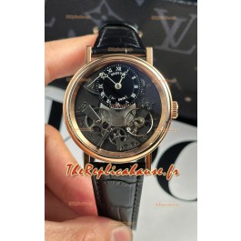 Breguet Tradition 7057BR/R9/9W6 Tourbillon simple en or rose Réplique de la montre suisse à bracelet noir