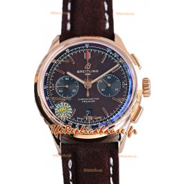 Breitling Premier B01 Chronographe 42 Edition Boîtier Or Rose Cadran Centenaire Brun - 1:1 Montre Réplique 