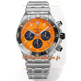 Breitling Chronomat B01 42 Edition Swiss 904L Boîtier acier Cadran jaune pâle Montre réplique 1:1