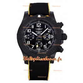Breitling Avenger Hurricane Chronographe Cadran noir Nylon cerclé de jaune - Revêtement DLC Montre Suisse Réplique 