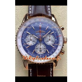 Breitling Navitimer B01 Chronographe 43 Cadran bleu - Boîtier plaqué or rose Réplique Suisse 1:1 
