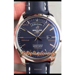 Breitling Transocean Day & Date Montre Réplique Suisse avec Cadran Bleu Aurora Edition 1:1