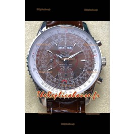 Breitling Montbrilliant Superclone Réplique Montre cadran marron - Boîtier acier 904L