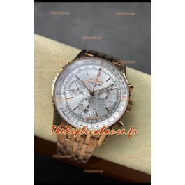 Breitling Navitimer B01 Chronograph 43 Cadran blanc - Boîtier plaqué or rose Réplique Suisse 1:1