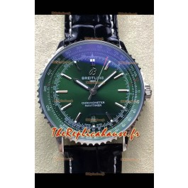 Breitling Navitimer 1 Réplique Montre Suisse Automatique - Cadran Vert - Bracelet Cuir 
