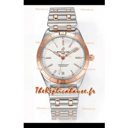 Breitling Chronomat 36MM Boîtier Or Rose 2 tons Réplique Montre 1:1 Cadran Blanc