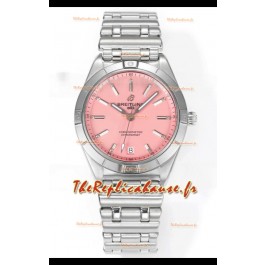 Breitling Chronomat 36MM Boîtier Acier Inoxydable 1:1 Réplique Montre Cadran Rose