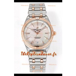 Breitling Chronomat 36MM Boîtier or rose 2 tons Réplique de montre 1:1 Cadran perle