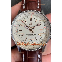 Breitling Navitimer 1 Réplique Suisse Automatique - Cadran blanc - Bracelet cuir marron 