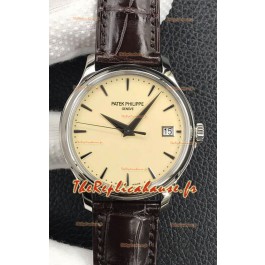 Patek Philippe Calatrava 5227G-001 Cadran jaune pâle 1:1 Miroir Réplique Suisse Boîtier Acier