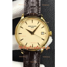 Patek Philippe Calatrava 5227J-001 Cadran jaune pâle 1:1 Miroir Réplique Suisse Boîtier en or jaune