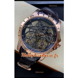 Roger Dubuis Excalibur Dual Tourbillon Miroir 1:1 Boîtier en or rose suisse