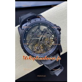 Roger Dubuis Excalibur Dual Tourbillon miroir 1:1 boîtier en acier rose suisse DLC