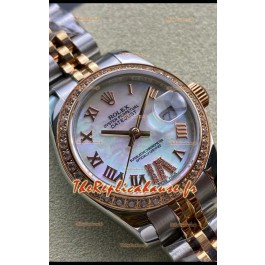 Rolex Datejust 28MM Réplique Suisse en or rose 904L bicolore avec cadran nacré - Réplique miroir 1:1