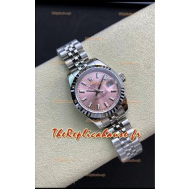 Rolex Datejust 28MM Réplique Suisse en acier 904L avec cadran rose - Réplique miroir 1:1