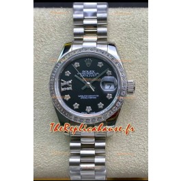 Rolex Datejust 28MM Réplique Suisse en acier 904L avec cadran noir - Réplique miroir 1:1