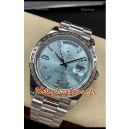 Réplique Rolex Day Date M228396TBR-0002 904L Acier 40MM - Cadran Bleu glacé Miroir 1:1