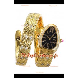Bvlgari Serpenti Edition Montre en or jaune avec cadran noir en qualité 1:1