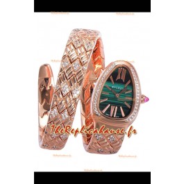 Bvlgari Serpenti Edition Montre boîtier or rose cadran vert qualité 1:1