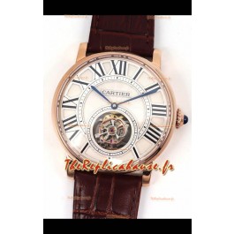 Rotonde De Cartier Flying Tourbillon Réplique Suisse en Boîtier Or Rose