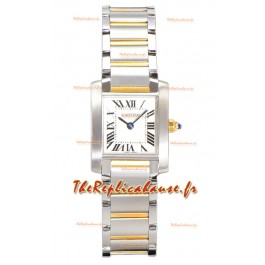 Cartier Tank Francaise Or Jaune Deux Tons Montre Suisse à Quartz Réplique 25.70MM