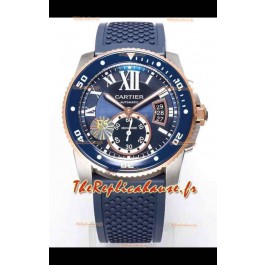 Montre Calibre De Cartier 42MM Cadran Bleu Boîtier Acier - Montre réplique 1:1