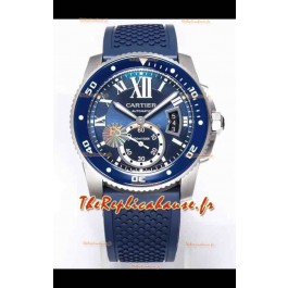 Montre Calibre De Cartier 42MM Cadran Bleu Boîtier Acier - Montre réplique 1:1 