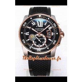 Montre Calibre De Cartier 42MM Cadran noir Boîtier acier bicolore - Réplique 1:1 