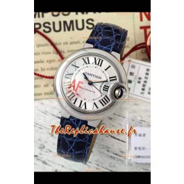 Ballon De Cartier Montre Suisse Automatique de qualité miroir 1:1, bracelet bleu, boîtier acier, 33 mm