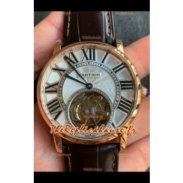 Rotonde De Cartier Flying Tourbillon Réplique Montre suisse Super Clone en or jaune