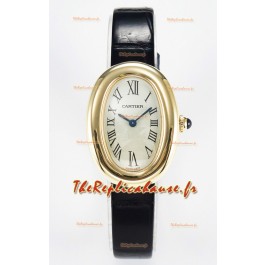 Cartier Baignoire Or Jaune Réplique Montre suisse Super Clone 1:1 Bracelet Noir