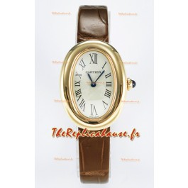 Cartier Baignoire Or jaune Montre 1:1 Super Clone suisse Bracelet marron