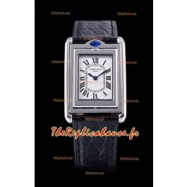 Cartier Tank Reversible Montre Suisse à Quartz Réplique en Boîtier Acier - Bracelet Noir
