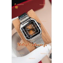 Cartier Santos De Cartier 904L Acier Cadran Brun Réplique 1:1 - 35MM Montre Acier Inoxydable