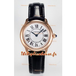 Ronde Louis Cartier Montre Super Clone 29MM en or rose avec mouvement à quartz suisse