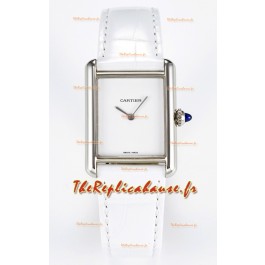 Tank Must Cartier Montre Super Clone Edition 29MM en acier cadran blanc 
