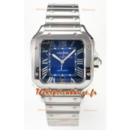 Cartier Santos De Cartier 904L Acier Cadran Bleu réplique de la montre Super Clone 40MM 
