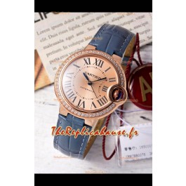 Ballon De Cartier Automatique Suisse Cadran Or Qualité Miroir 33MM en Plaqué Or Rose