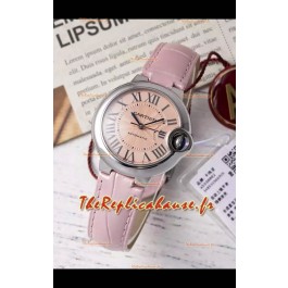 Ballon De Cartier Automatique Suisse Cadran Beige Qualité Miroir 33MM en Acier Inoxydable